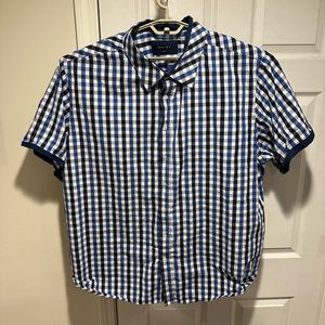 Synergy Men’s Casual Shirt Blue White Black Check 4XL.